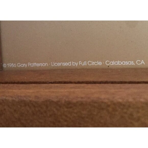 80s funny Gary Patterson print in wood framed clock Full Swing animated lady gol - Picture 2 of 7